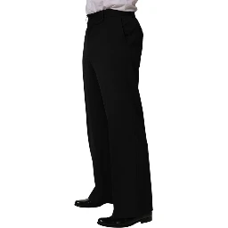 Black Wool Straight Men Dress Trouser Pants
