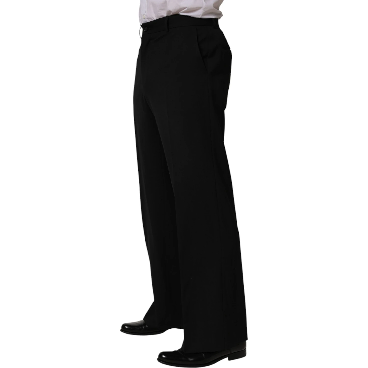 Black Wool Straight Men Dress Trouser Pants