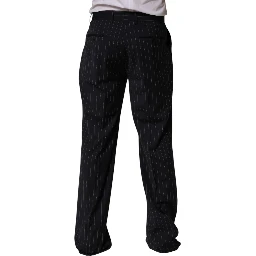 Black Stripe Straight Men Dress Trouser Pants