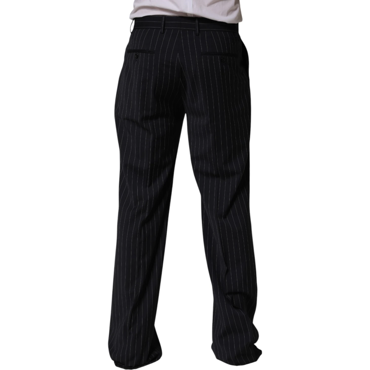 Black Stripe Straight Men Dress Trouser Pants