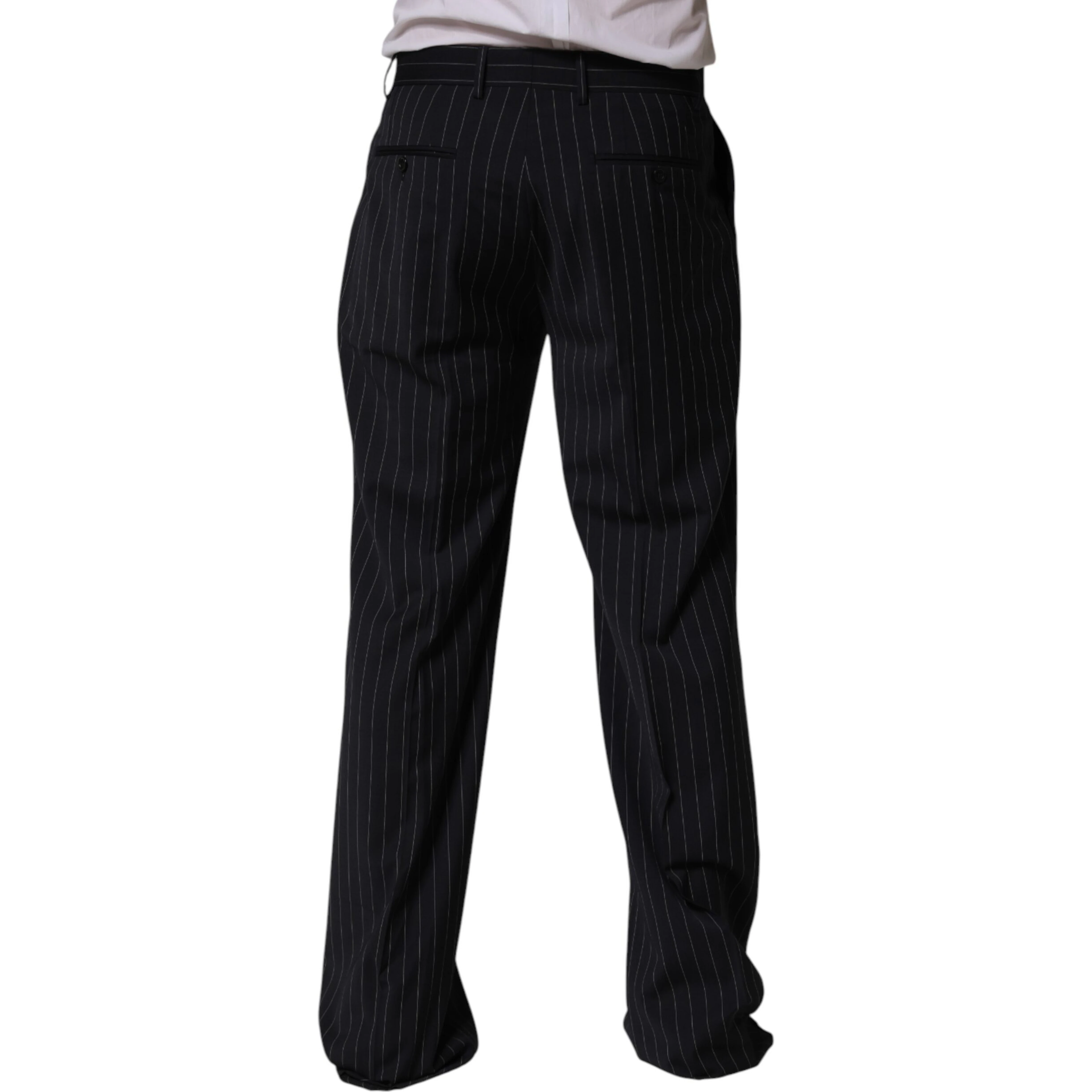 Black Stripe Straight Men Dress Trouser Pants