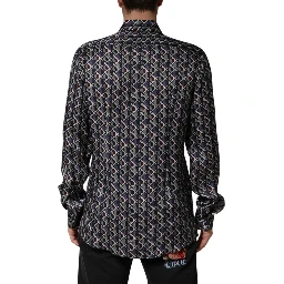 Multicolor Patterned Collared GOLD Men Dress Shirt