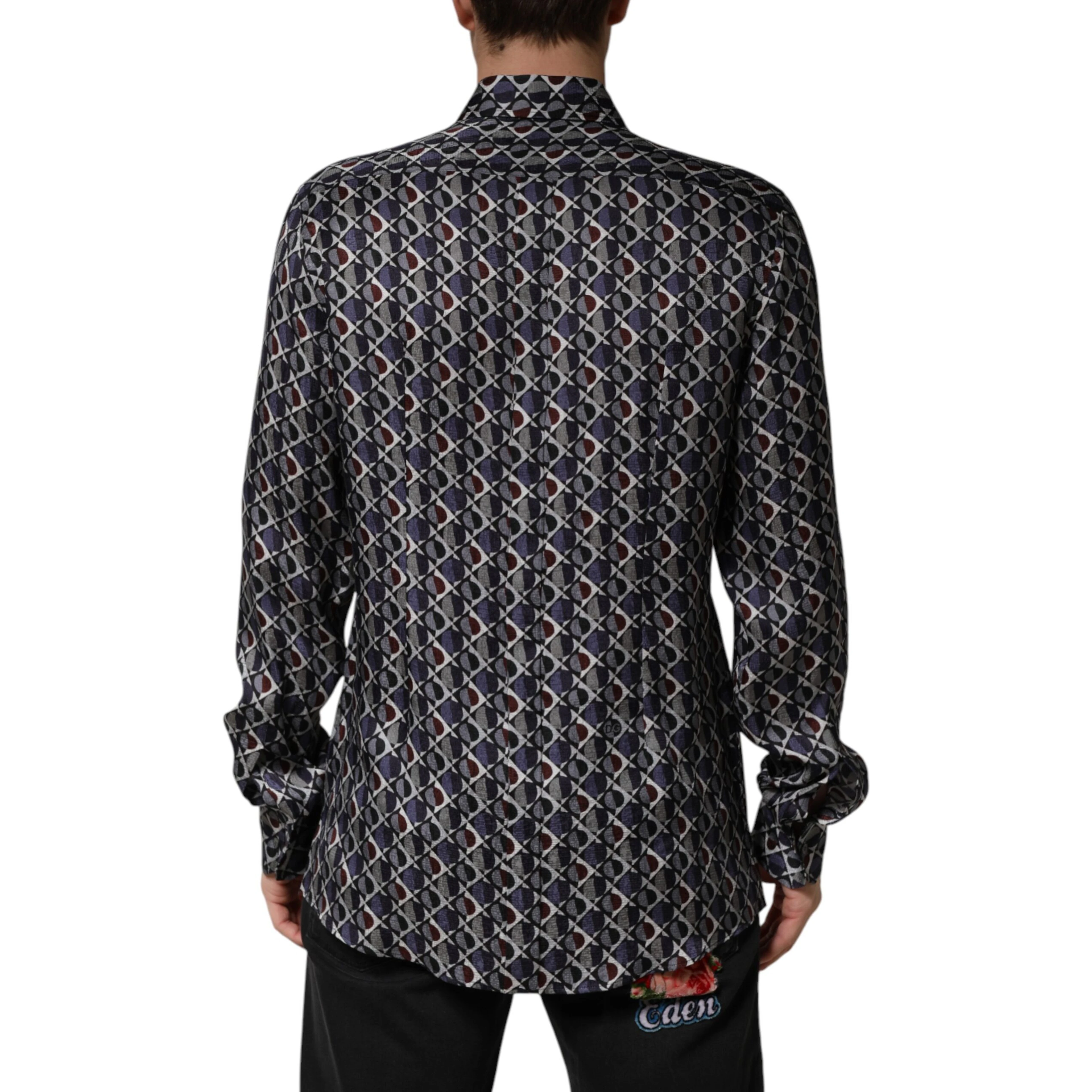 Multicolor Patterned Collared GOLD Men Dress Shirt