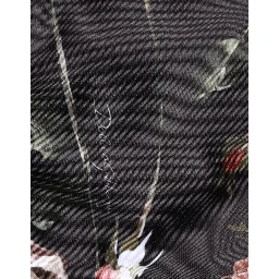 Black Floral Straight-Leg Chino Trouser Pants