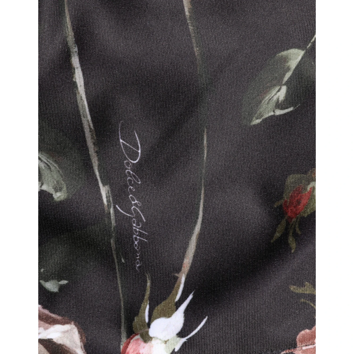 Black Floral Straight-Leg Chino Trouser Pants