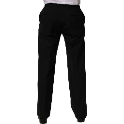 Black Wool Straight Men Dress Trouser Pants