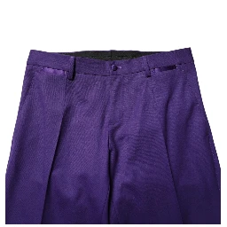 Purple Wool Skinny Dress Men Trouser Pants