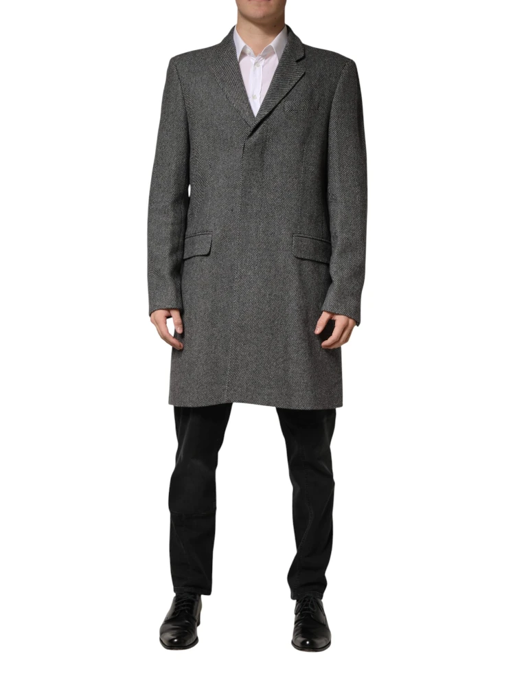 Gray Single Breasted Men Trench Coat Jacket