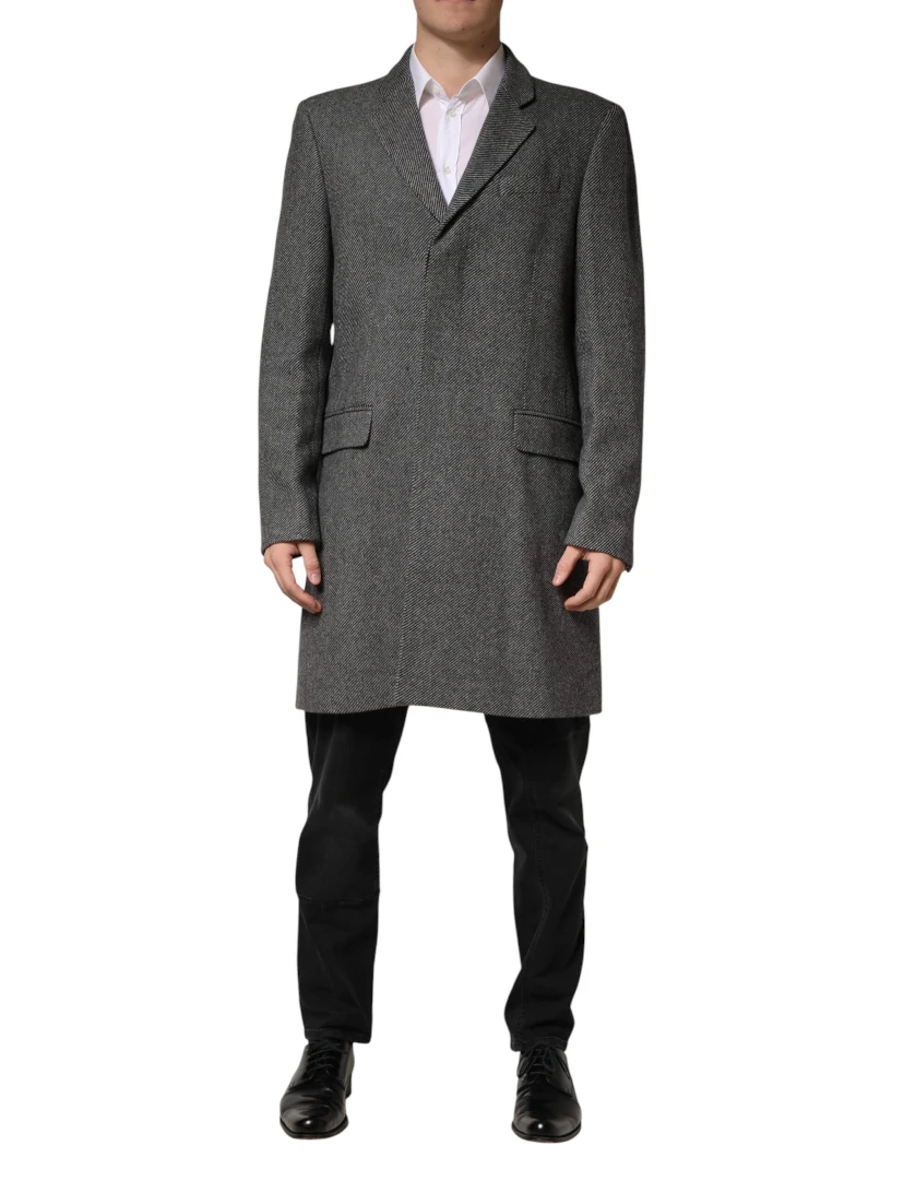 Gray Single Breasted Men Trench Coat Jacket