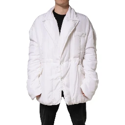 White Silk Padded Parka Men Coat Jacket