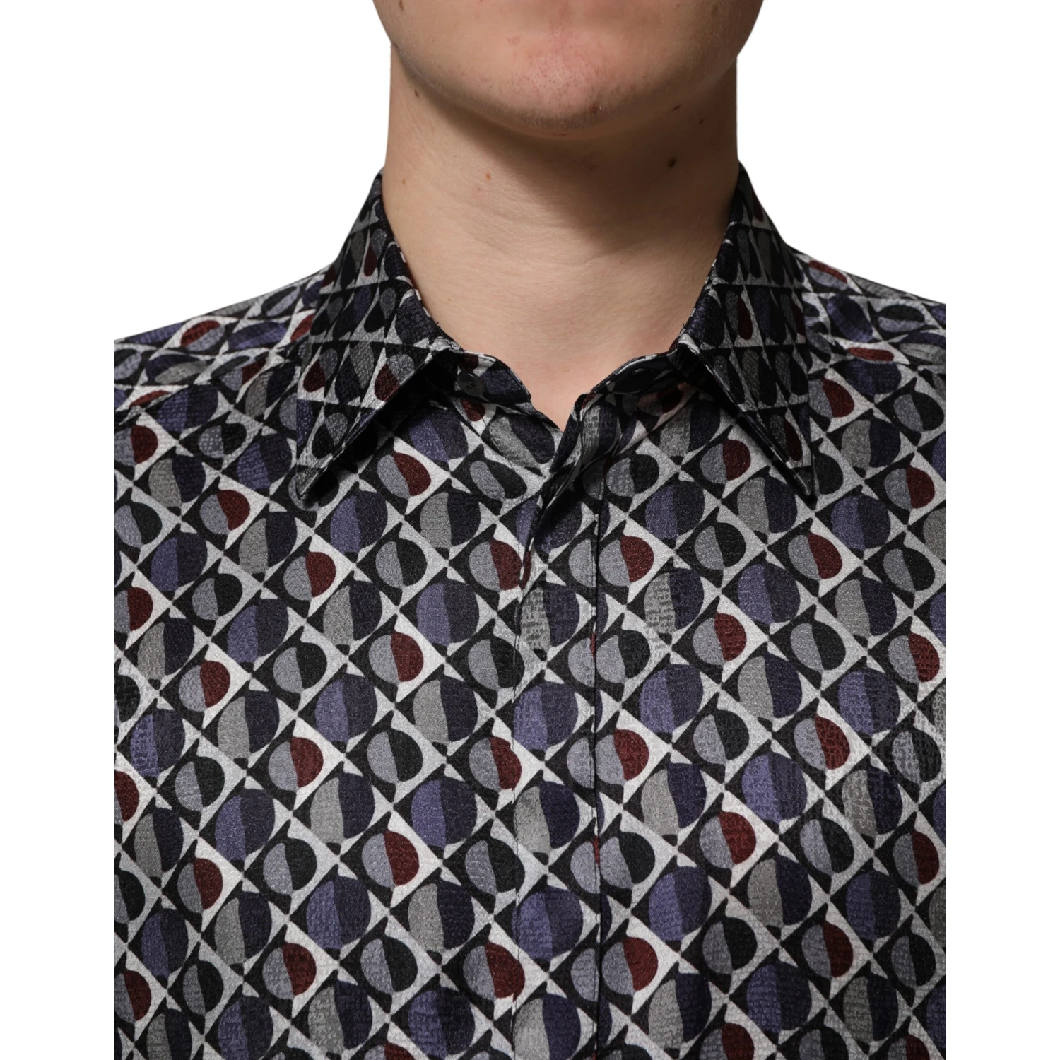 Multicolor Patterned Collared GOLD Men Dress Shirt