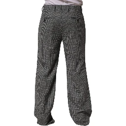 Gray Houndstooth Straight Dress Trouser Pants