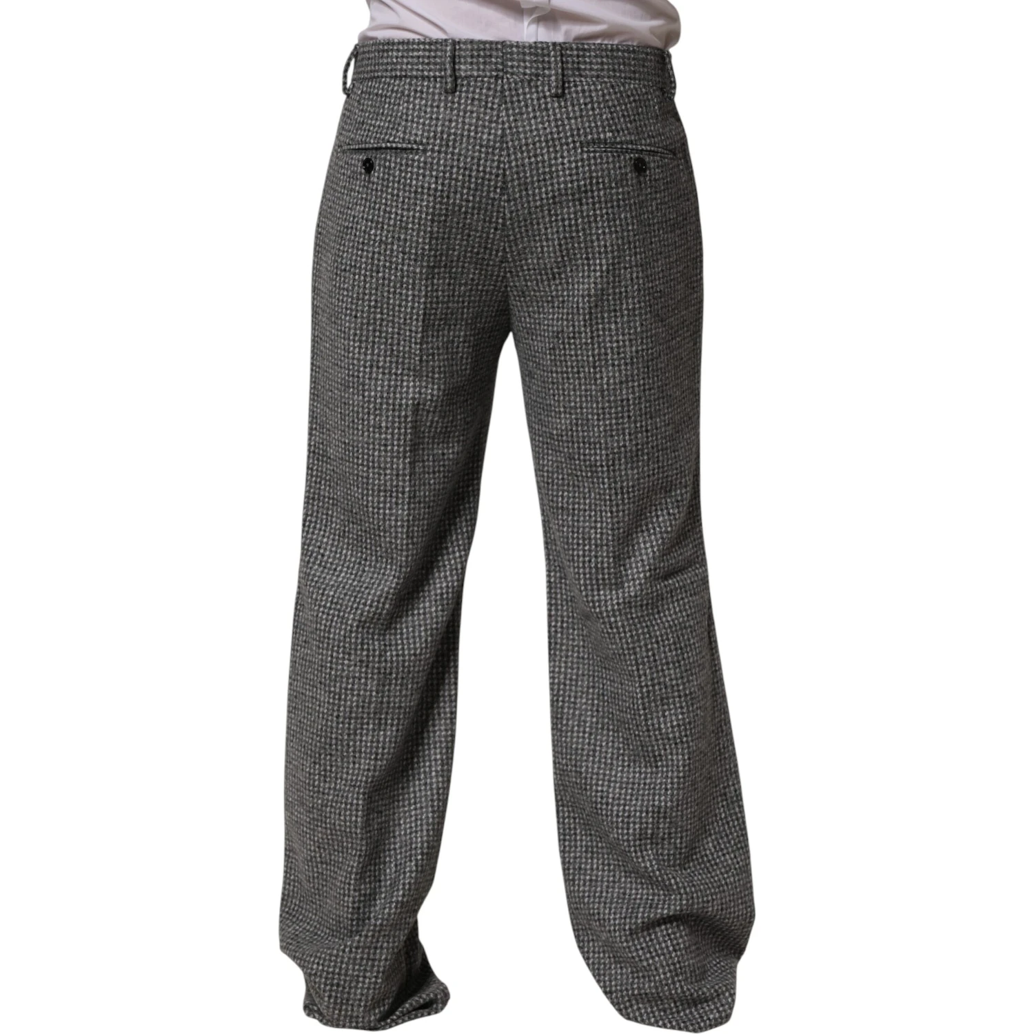 Gray Houndstooth Straight Dress Trouser Pants