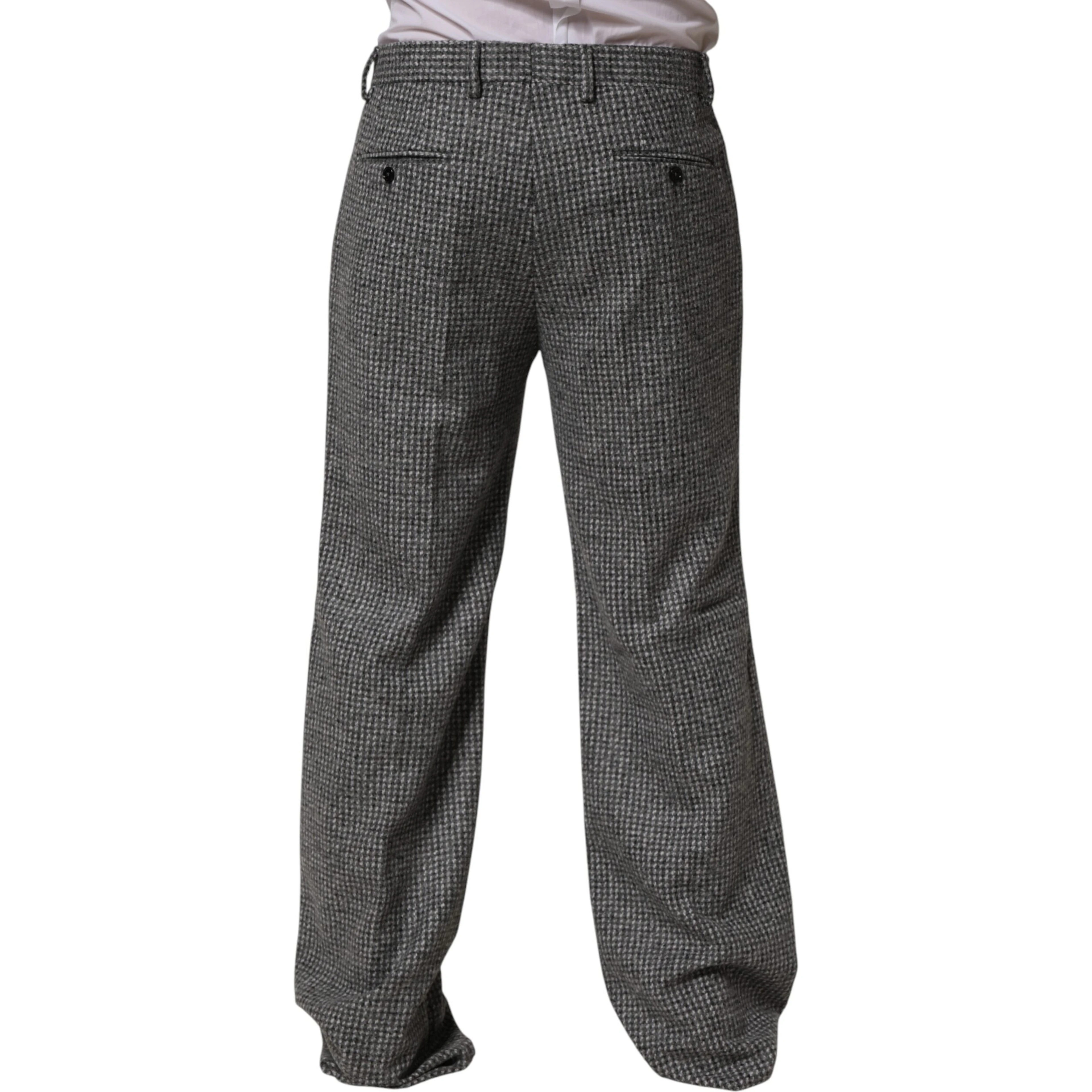 Gray Houndstooth Straight Dress Trouser Pants