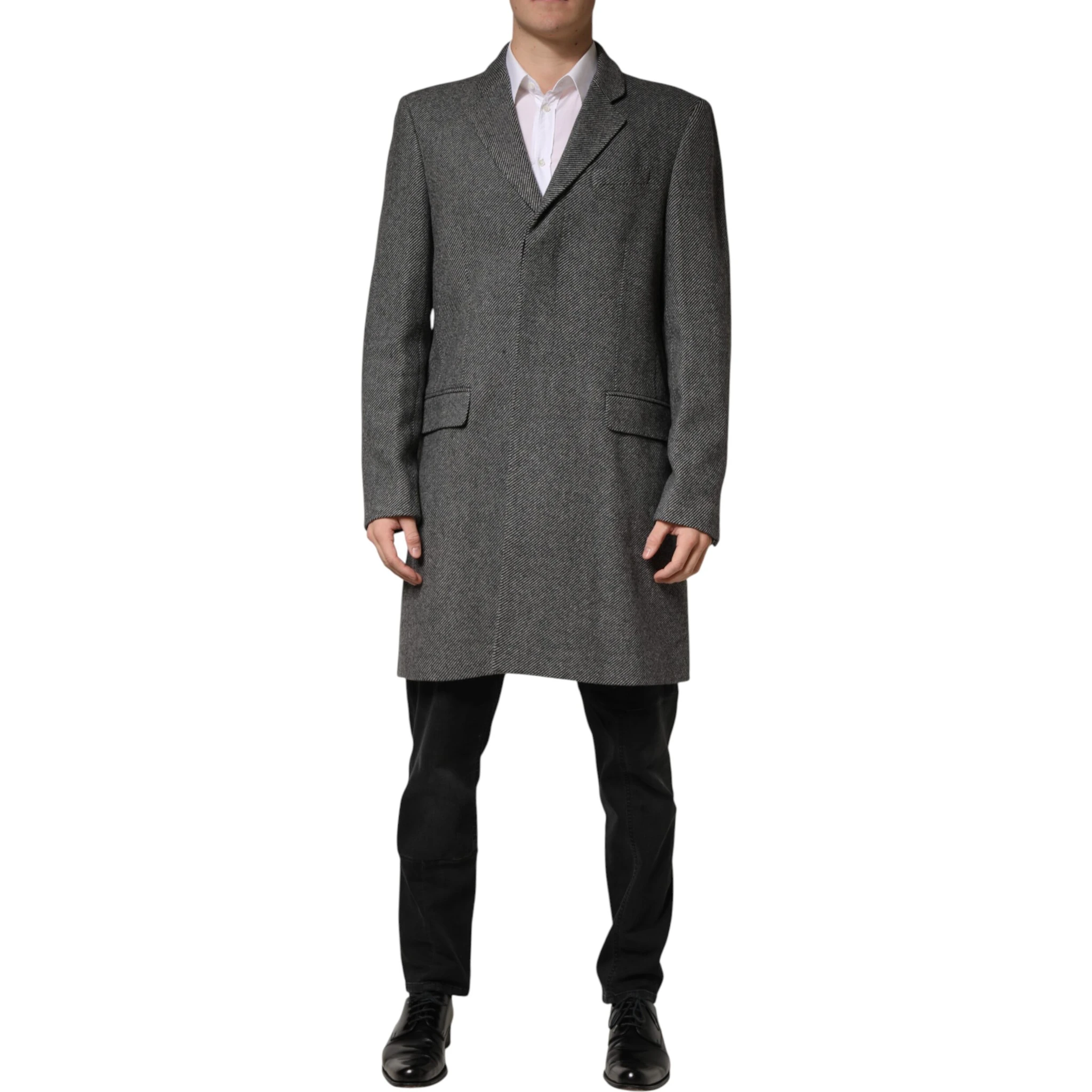 Gray Single Breasted Men Trench Coat Jacket