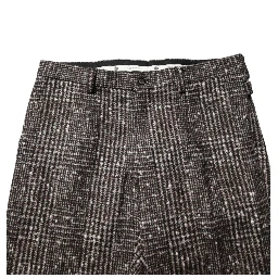 Brown Wool Plaid Skinny Dress Trouser Pants