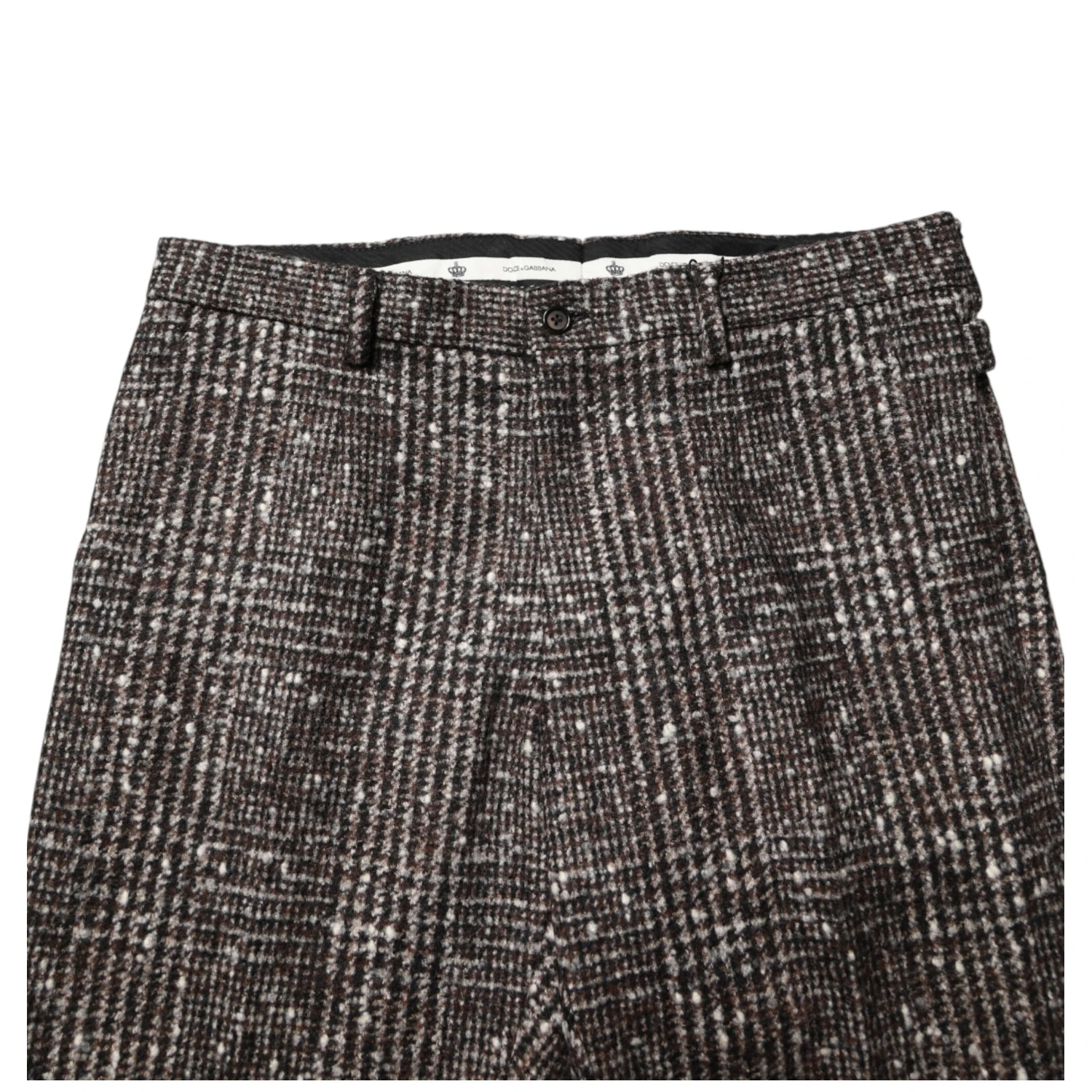 Brown Wool Plaid Skinny Dress Trouser Pants