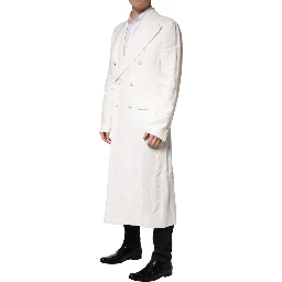 White Double Breasted Men Trench Coat Jacket