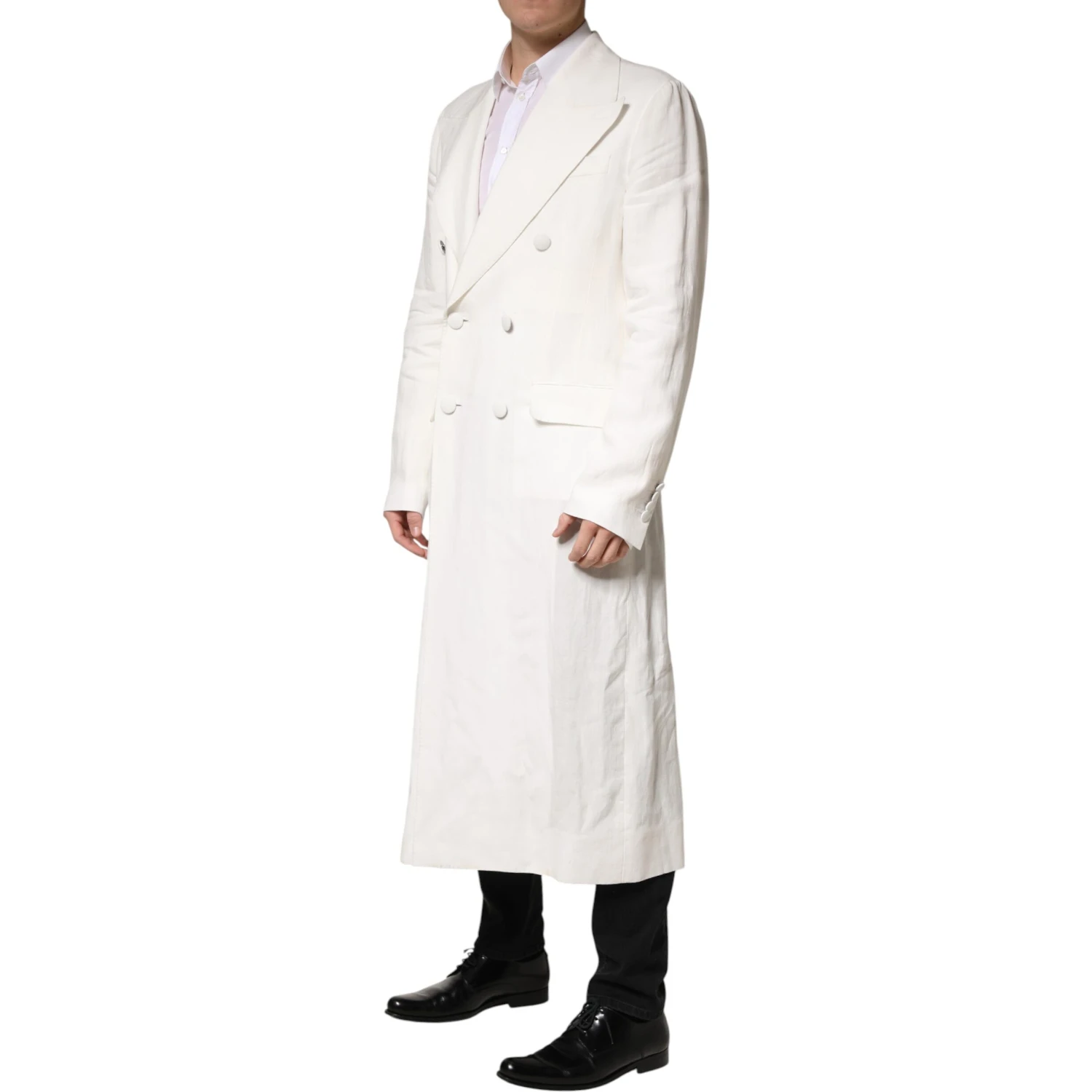 White Double Breasted Men Trench Coat Jacket