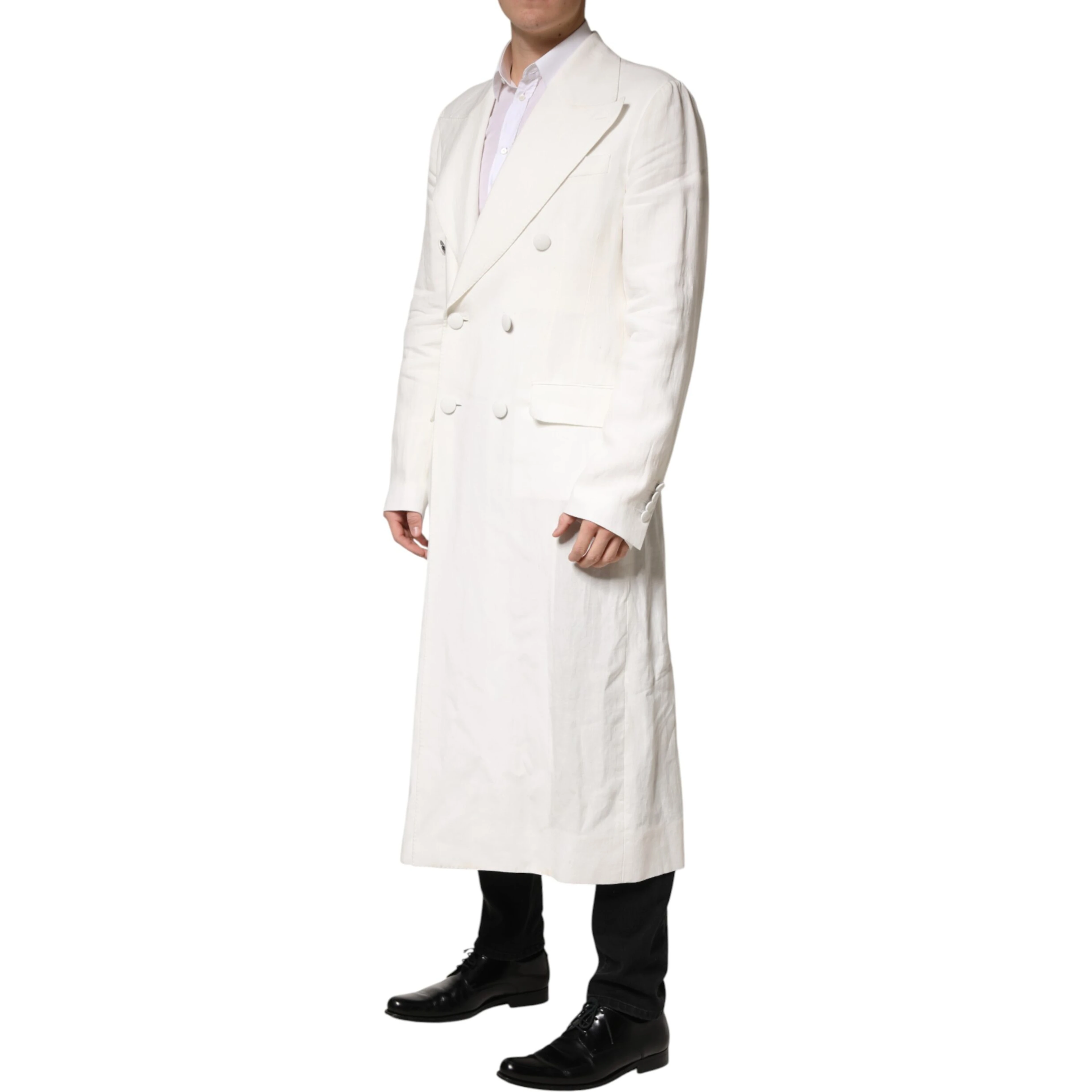 White Double Breasted Men Trench Coat Jacket