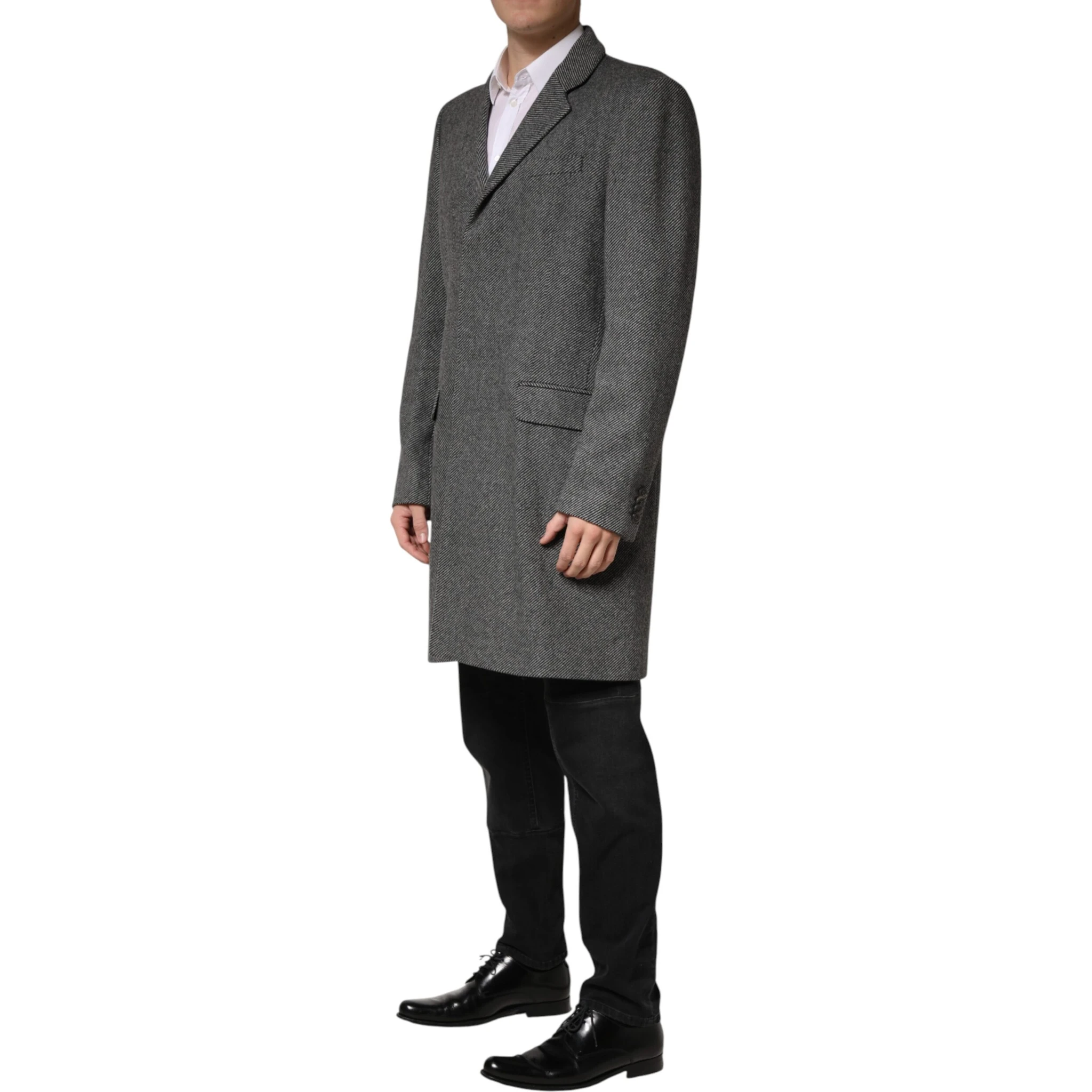Gray Single Breasted Men Trench Coat Jacket