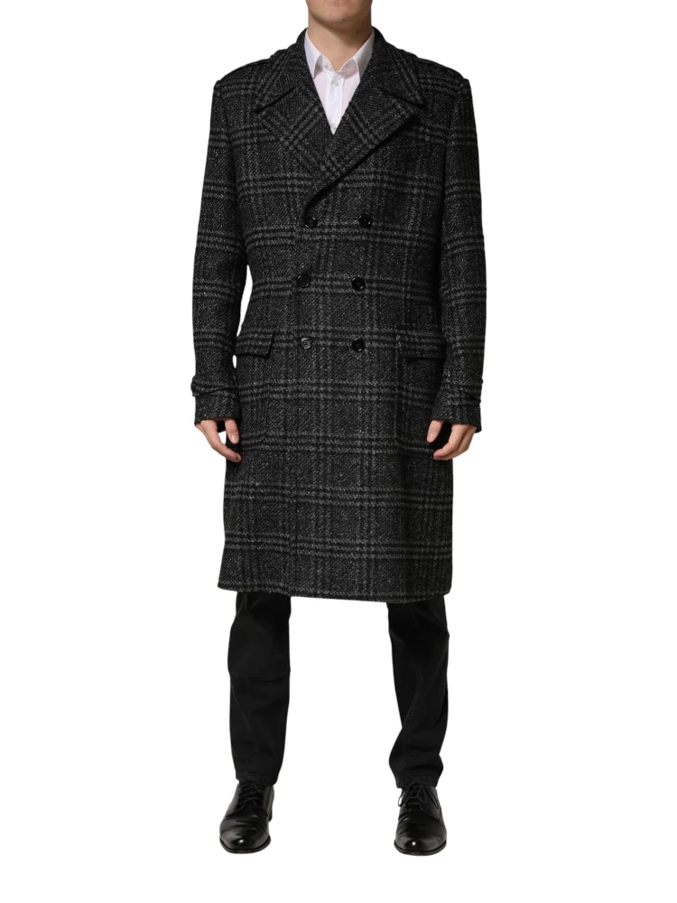 Grey Double Breasted Plaid Wool Coat Jacket alternative