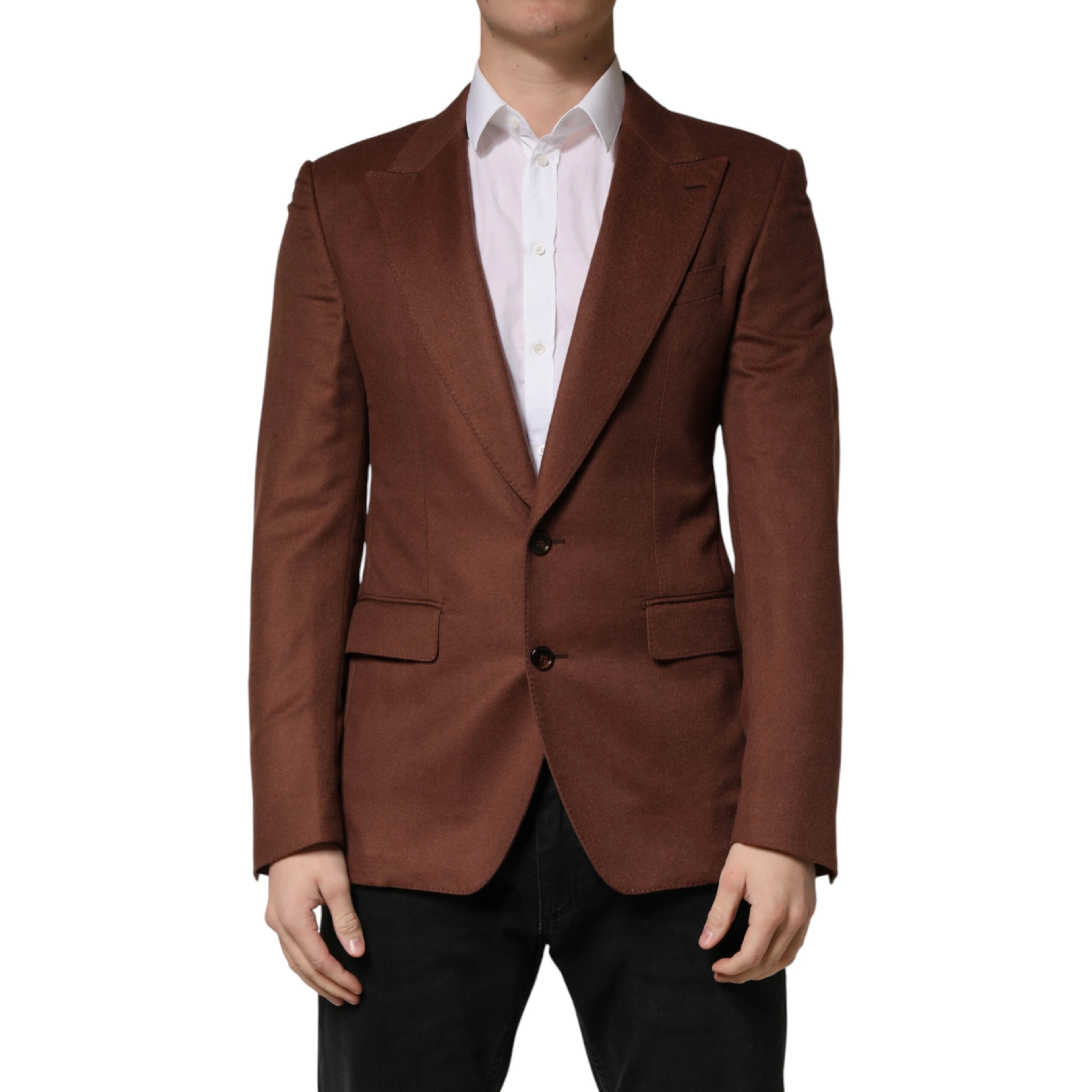 Brown Cashmere Single Breasted Jacket Blazer