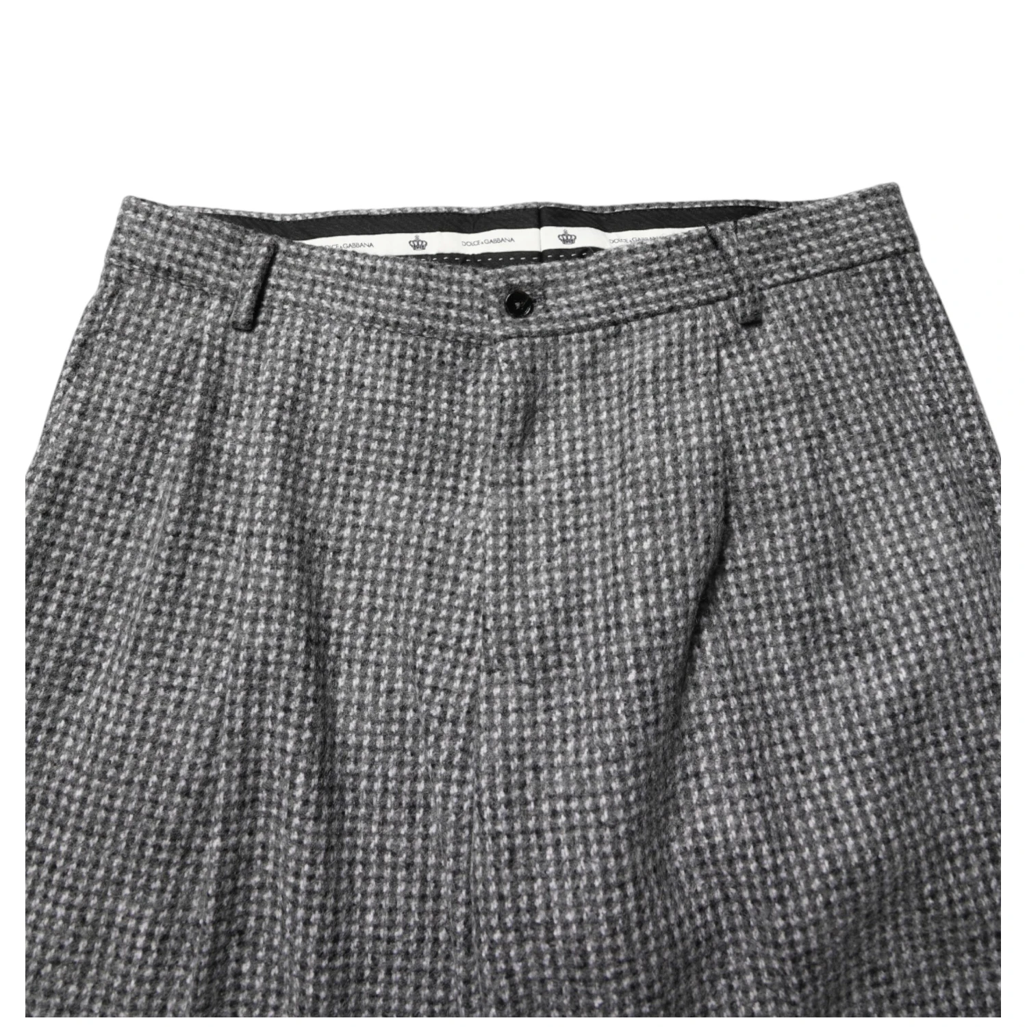 Gray Houndstooth Straight Dress Trouser Pants