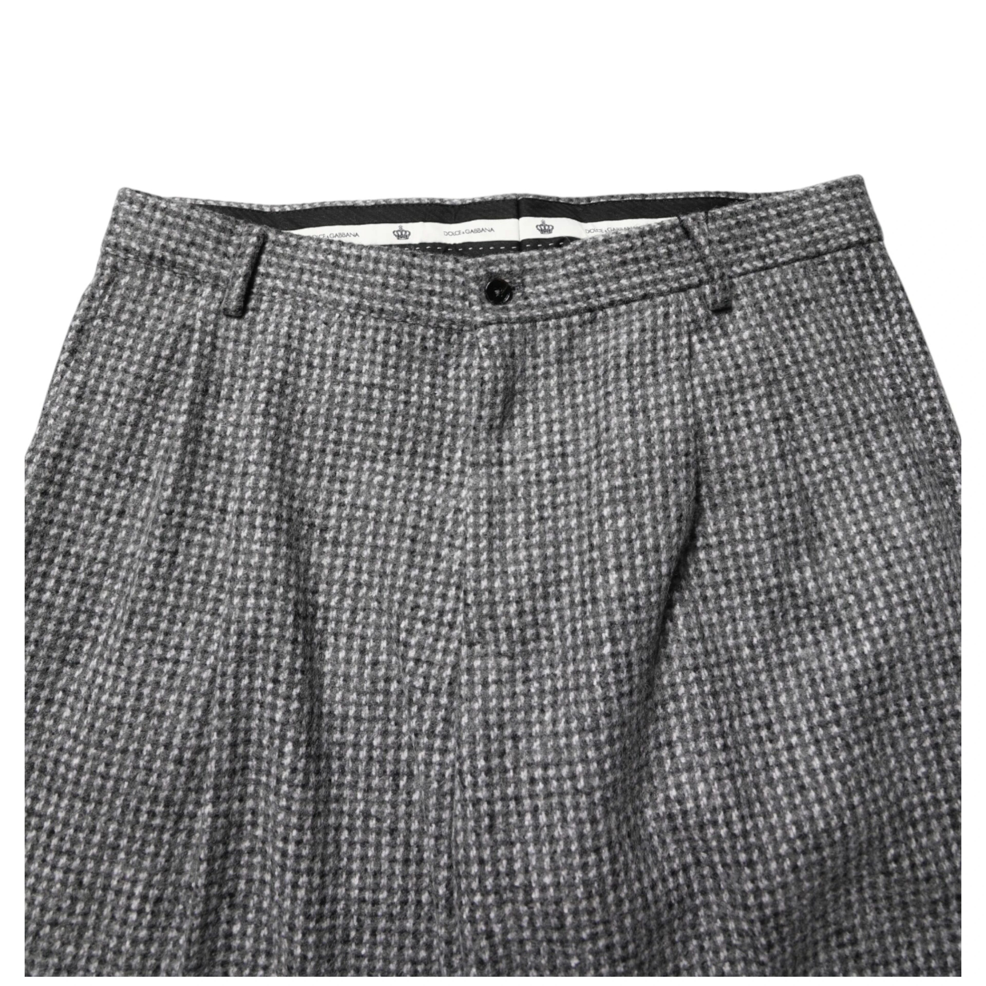 Gray Houndstooth Straight Dress Trouser Pants