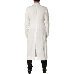 White Double Breasted Men Trench Coat Jacket