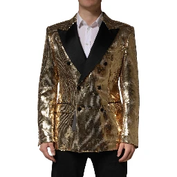 Gold Sequined Double Breasted Jacket Blazer
