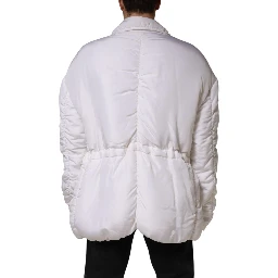 White Silk Padded Parka Men Coat Jacket