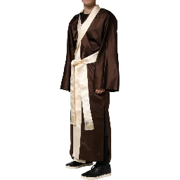 Brown Cream Lounge Belted Bathrobe Jacket