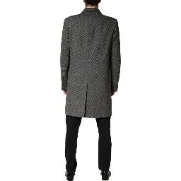 Gray Single Breasted Men Trench Coat Jacket