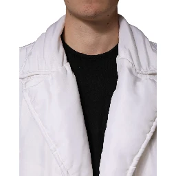 White Silk Padded Parka Men Coat Jacket
