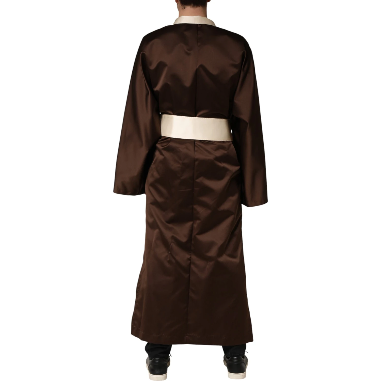 Brown Cream Lounge Belted Bathrobe Jacket