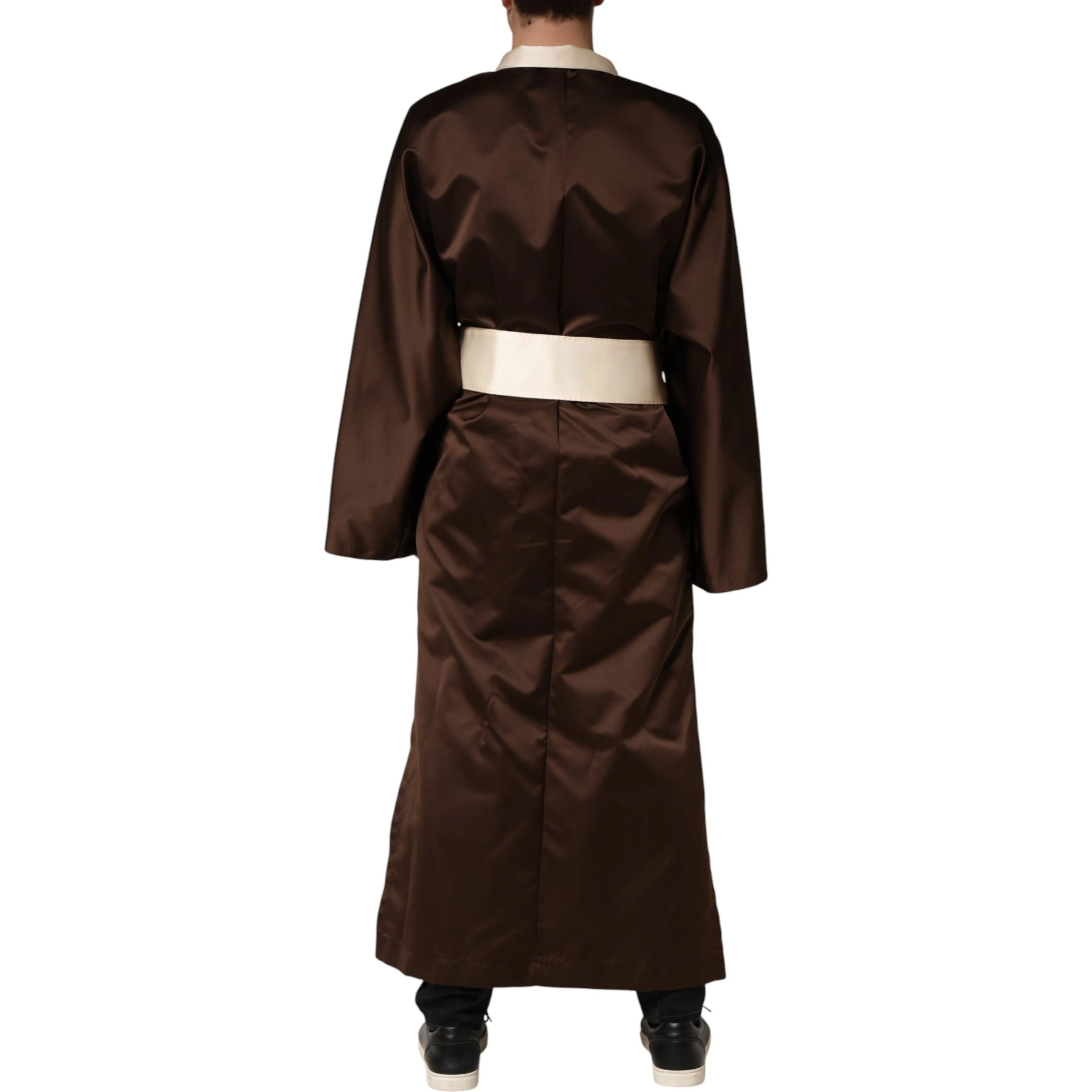 Brown Cream Lounge Belted Bathrobe Jacket