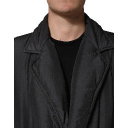 Black Silk Padded Parka Men Coat Jacket