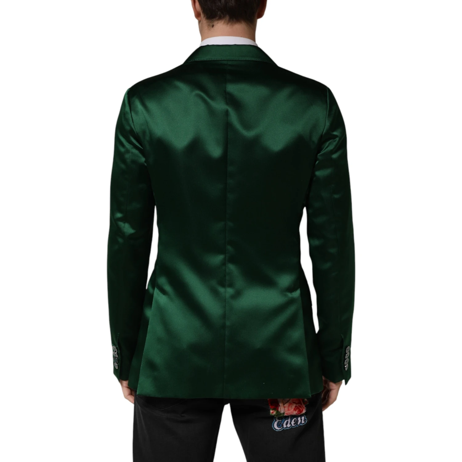 Green Satin Double Breasted Jacket Blazer
