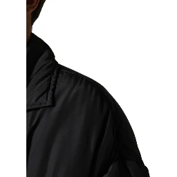 Black Silk Padded Parka Men Coat Jacket