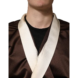 Brown Cream Lounge Belted Bathrobe Jacket