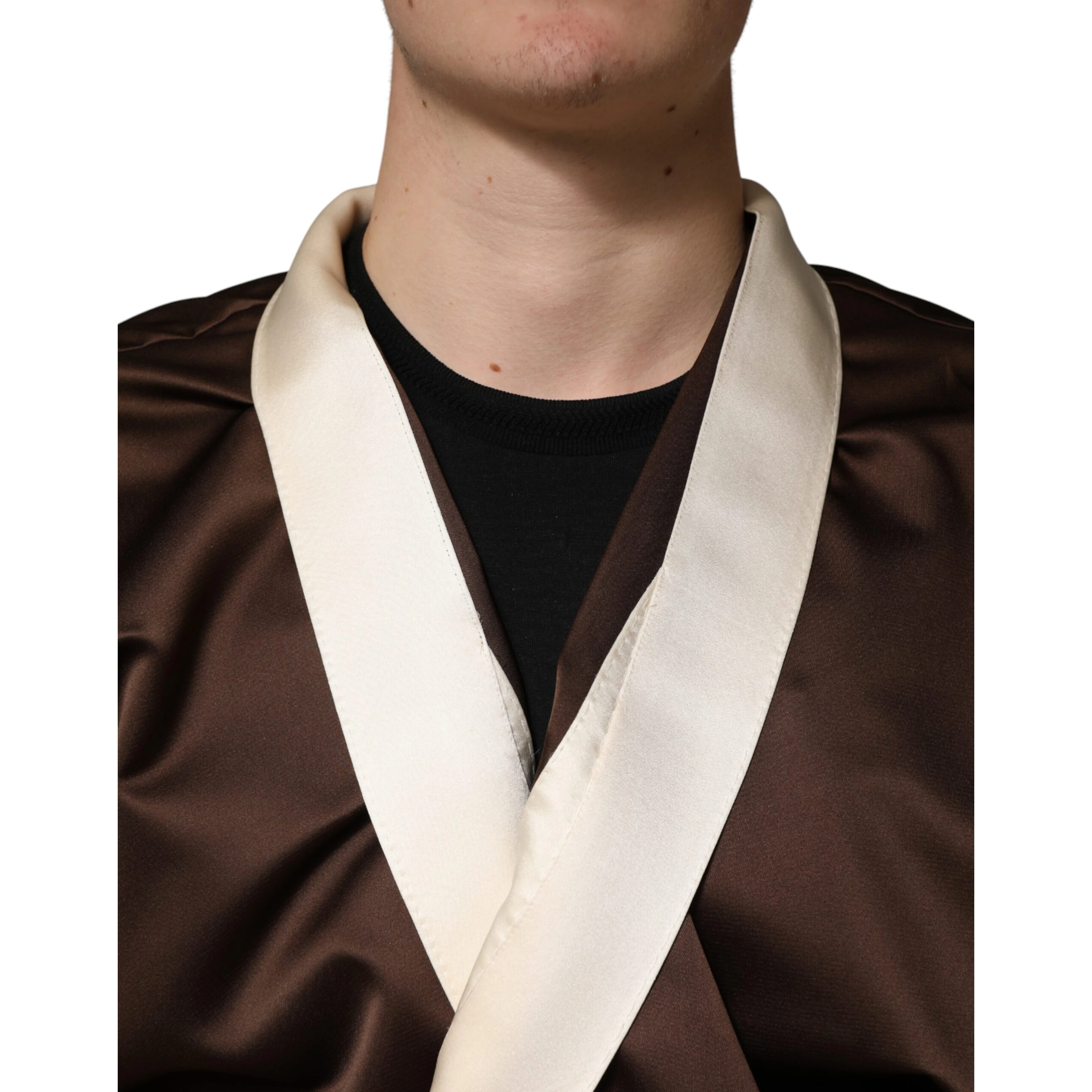 Brown Cream Lounge Belted Bathrobe Jacket