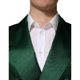 Green Satin Double Breasted Jacket Blazer