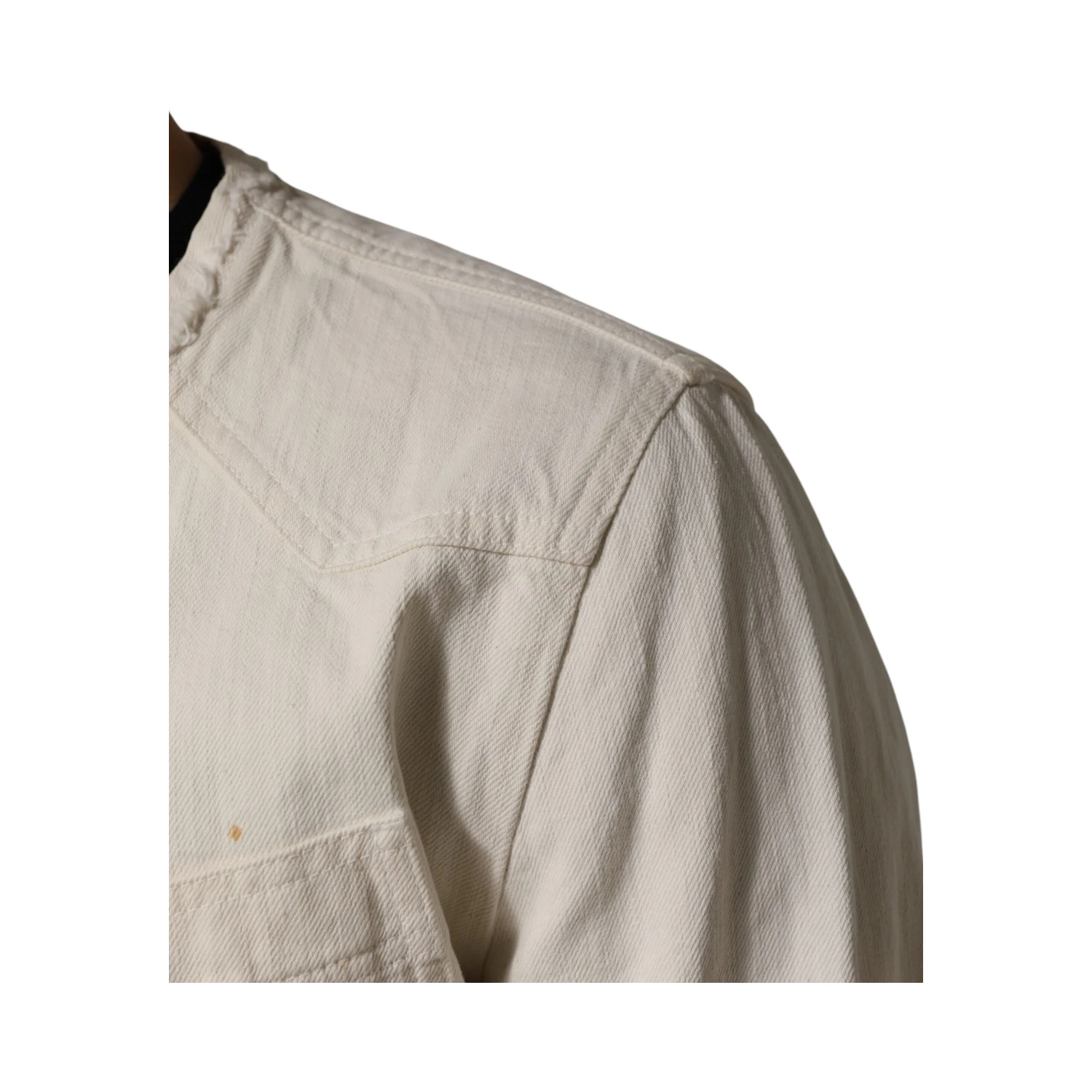 Off White Cotton Full Zip Denim Men Blouson Jacket