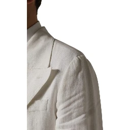 White Double Breasted Men Trench Coat Jacket