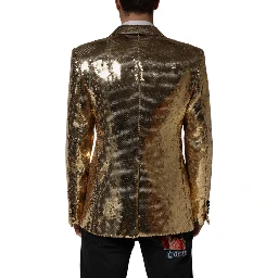 Gold Sequined Double Breasted Jacket Blazer