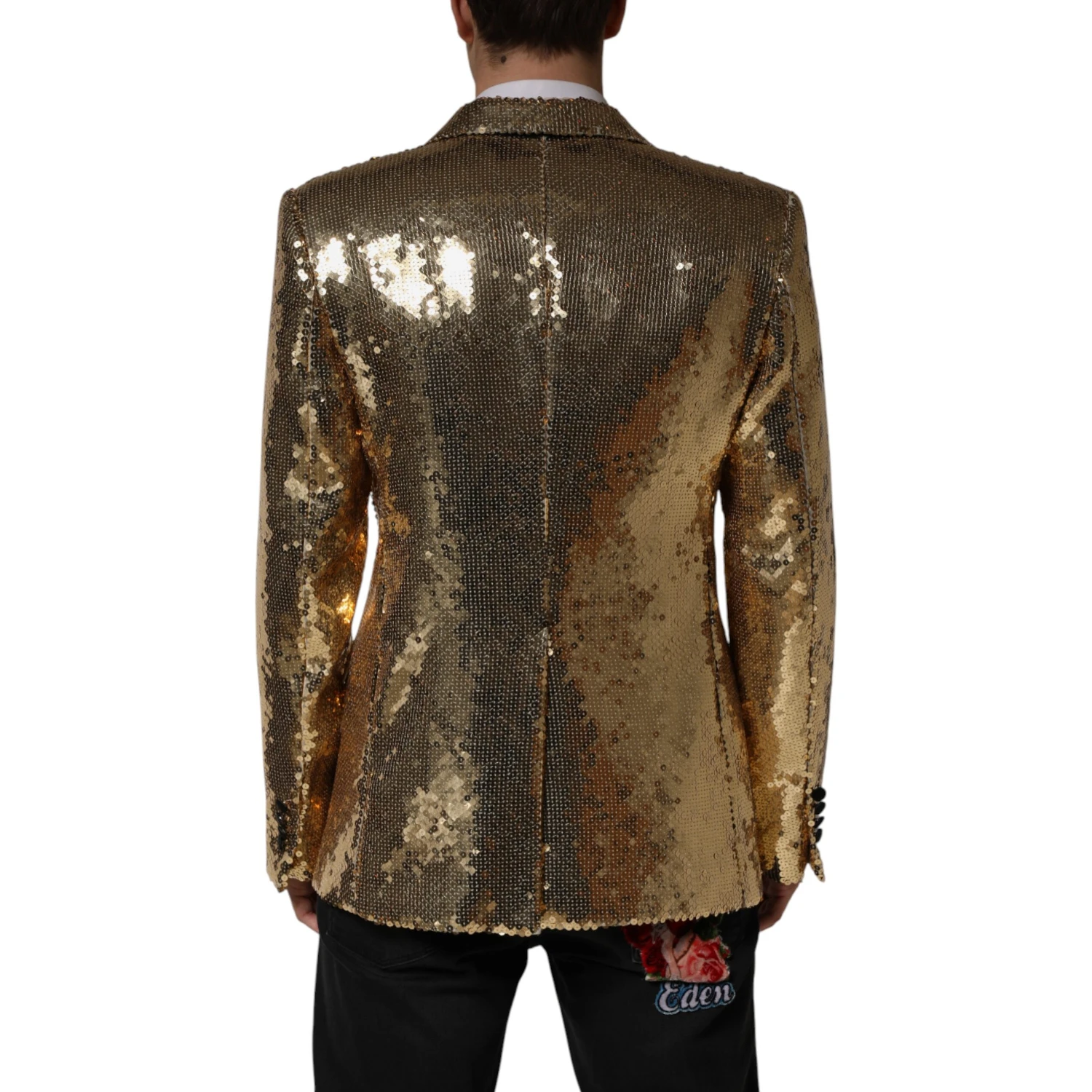 Gold Sequined Double Breasted Jacket Blazer