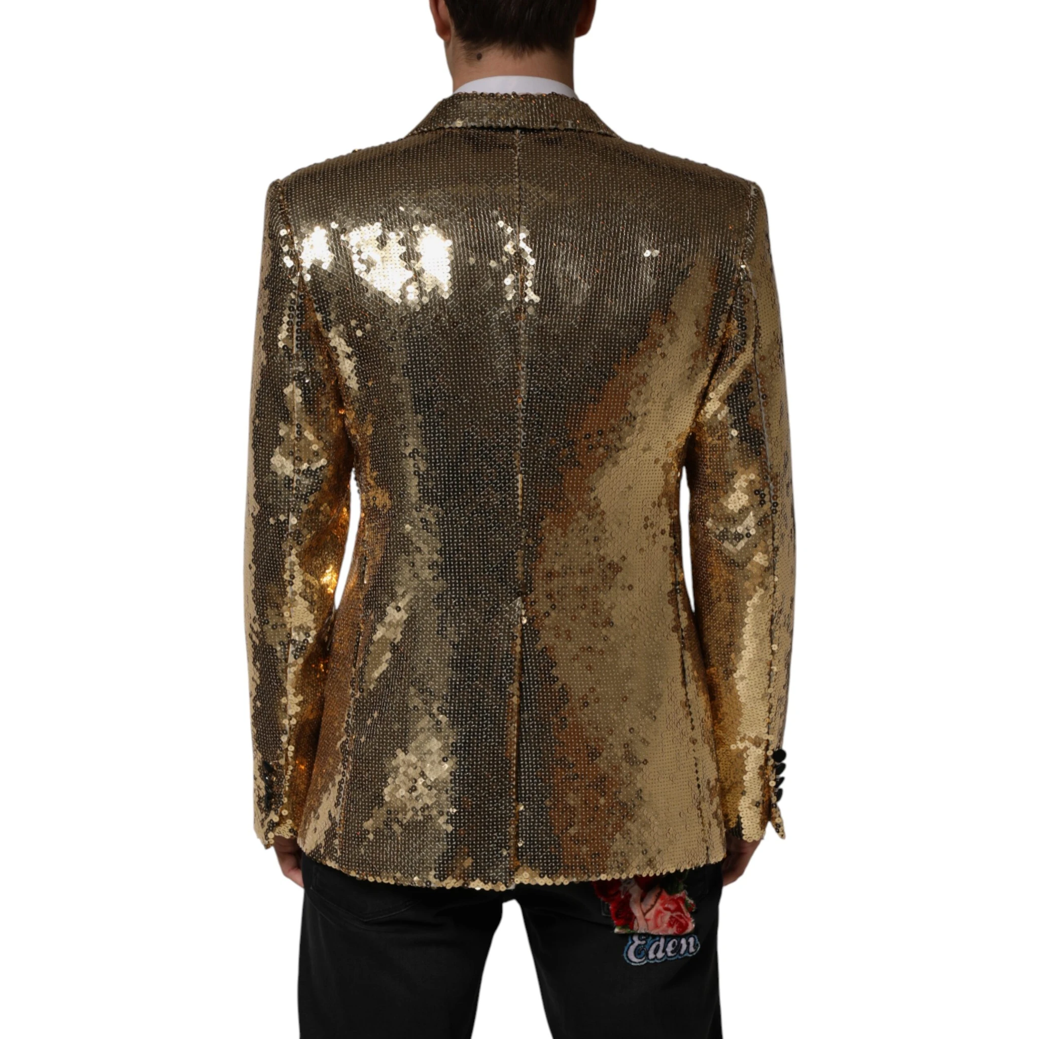 Gold Sequined Double Breasted Jacket Blazer