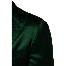 Green Satin Double Breasted Jacket Blazer