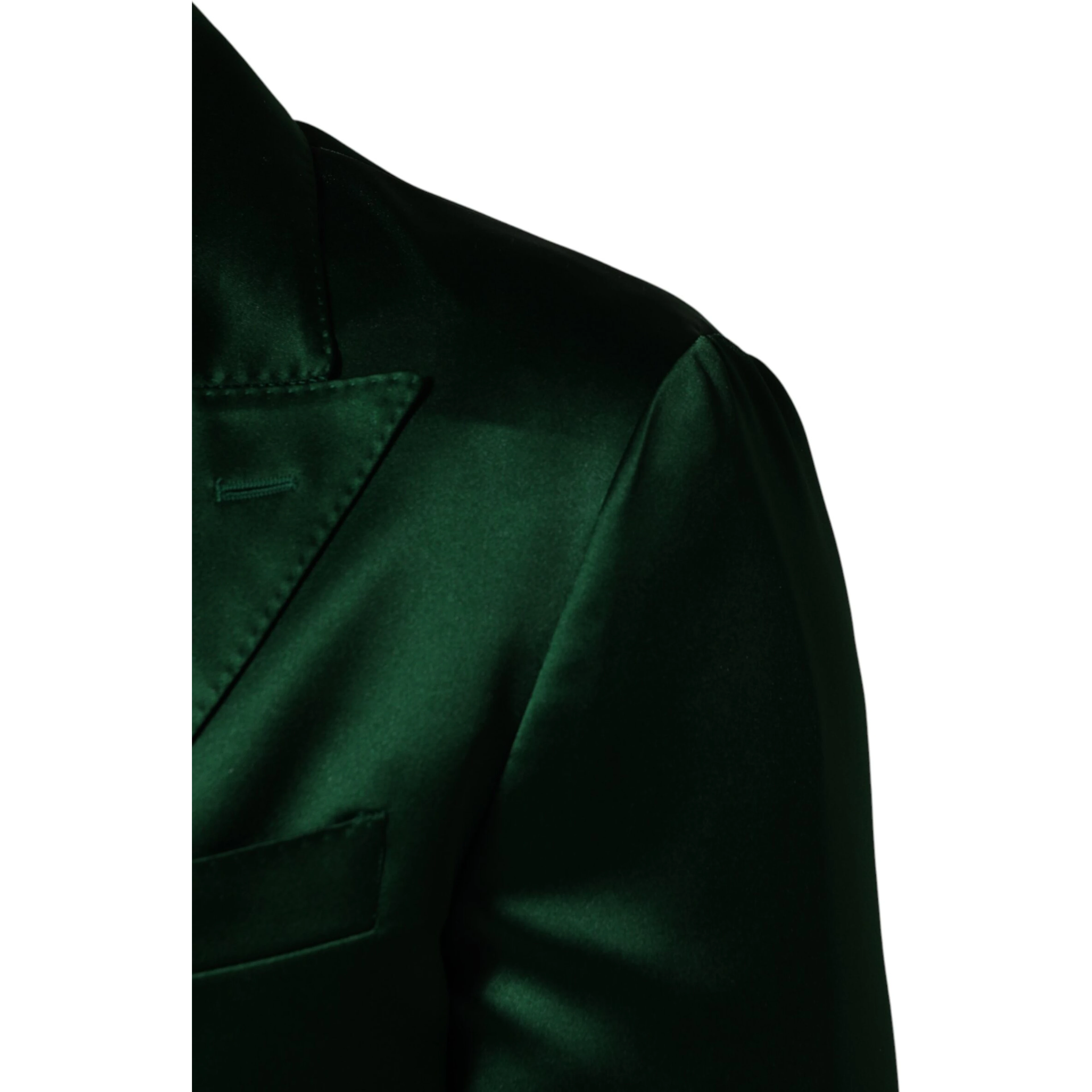 Green Satin Double Breasted Jacket Blazer